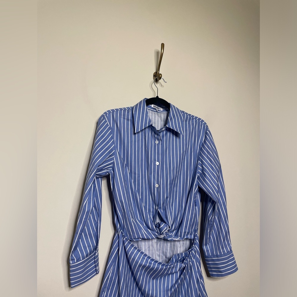 Reformation Weston Stripe Dress Blue and White - Picture 4 of 7